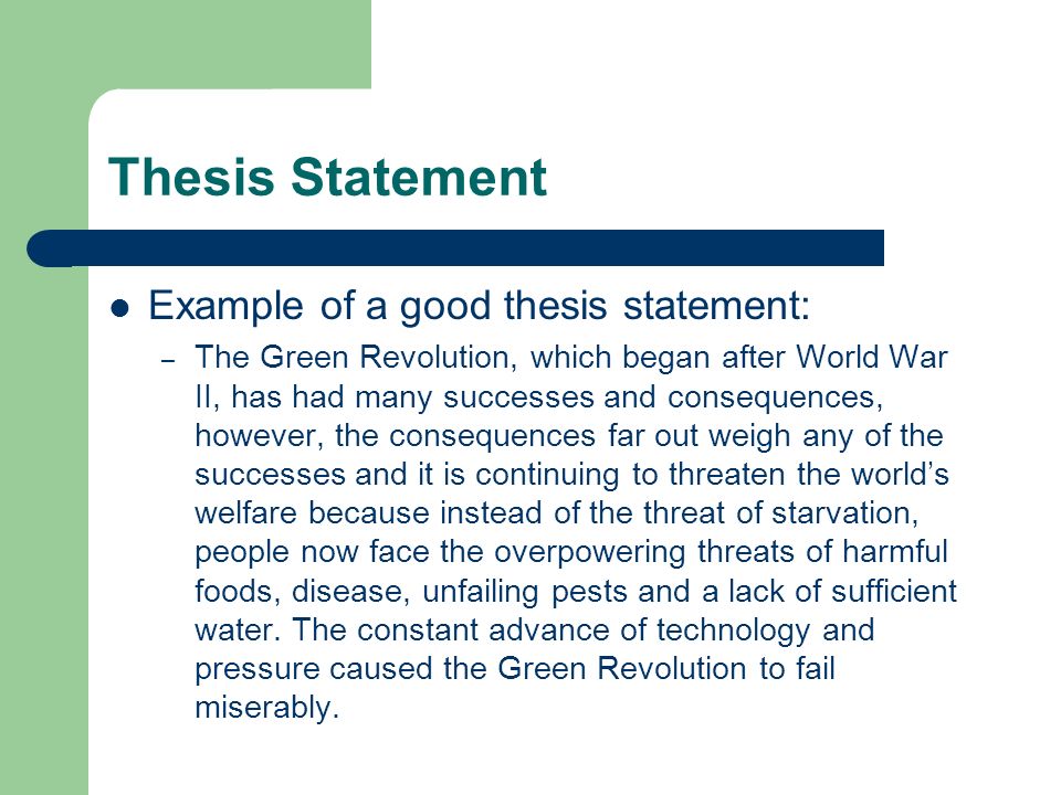 Good thesis statement for welfare